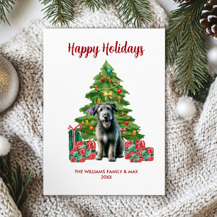 Schattige Ierse Wolfshond Hond Familie Kerstmis Feestdagenkaart