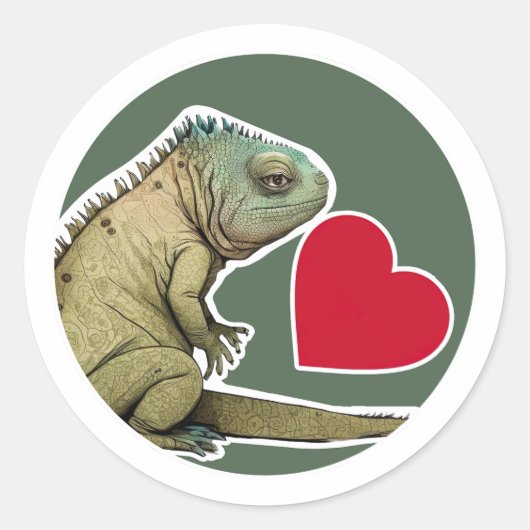 Schattige Iguana Ronde Sticker (Voorkant)