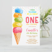 Schattige ijs elke leeftijd verjaardagsfeestje uit kaart (Staand voorkant)