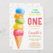 Schattige ijs elke leeftijd verjaardagsfeestje uit kaart (Voorkant / Achterkant)