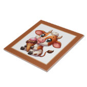 Schattige ijs koe bruin rug keramische tegel tegeltje (Zijkant)