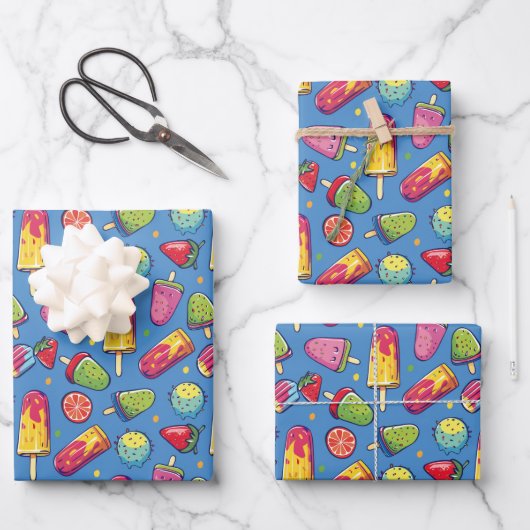 Schattige ijs partij patroon Wrapping Paper Sheets (Voorkant)