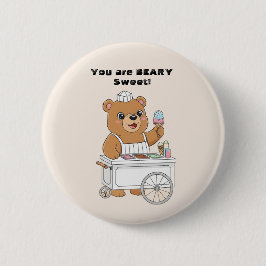 Schattige ijsbeer "Beary Sweet" Valentijnskaart vo Ronde Button 5,7 Cm