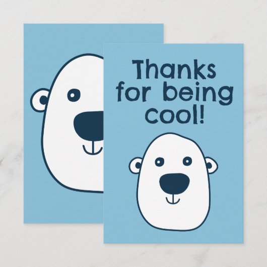 Schattige ijsbeer "Bedankt voor je coolheid" Bedan Bedankkaart (Voorkant / Achterkant)