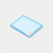 Schattige ijsbeer cartoon op lichtblauw post-it® notes (Schuin)