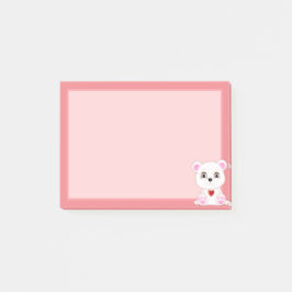 Schattige IJsbeer Cartoon op Lichtroze Post-it® Notes