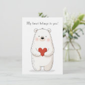 Schattige ijsbeer die een rood hart omhelst - Lief Kaart (Staand voorkant)