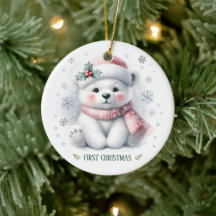 Schattige ijsbeer eerste kerst sieraad foto