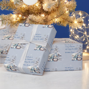 Schattige ijsbeer en pinguïn Noordpool Kerstmis Cadeaupapier
