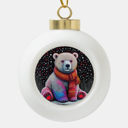 Schattige ijsbeer keramische bal ornament (Voorkant)