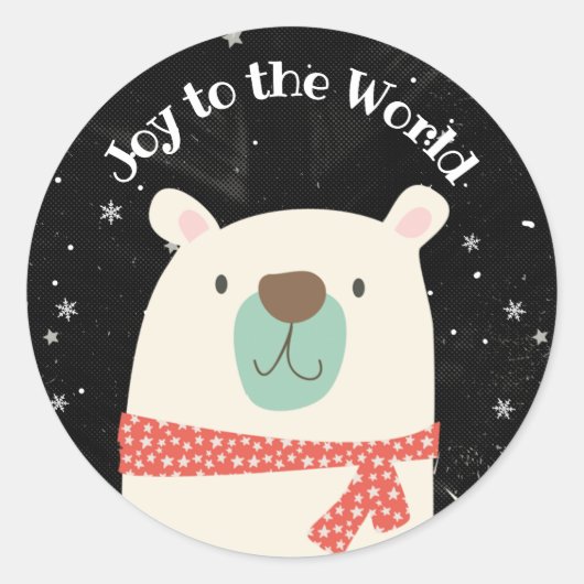 Schattige IJsbeer Kerst Ronde Sticker (Voorkant)