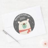 Schattige IJsbeer Kerst Ronde Sticker (Envelop)