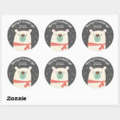 Schattige IJsbeer Kerst Ronde Sticker (Vel)
