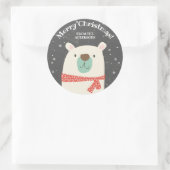 Schattige IJsbeer Kerst Ronde Sticker (Tas)