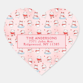 Schattige IJsbeer Kerstmis Hart Sticker