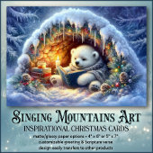 Schattige ijsbeer leest KJV Bijbelvers met Kerst  Feestdagen Kaart