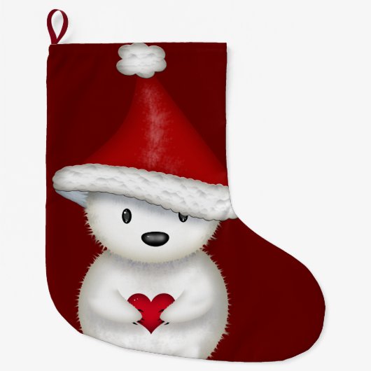 Schattige ijsbeer met hart kerstsok (Voorkant)
