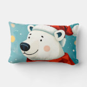 Schattige ijsbeer met kerstmuts en sjaal kussen (Achterkant)