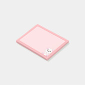 Schattige ijsbeer op lichtroze post-it® notes (Schuin)