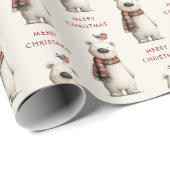 Schattige IJsbeer Robin Patroon Prettig Kerstfeest Cadeaupapier (Rol Hoek)