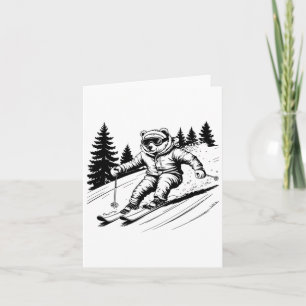 Schattige Ijsbeer Ski Skilopen Sneeuw Vakantie Man Kaart