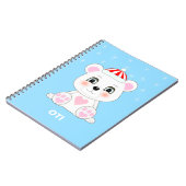 Schattige ijsbeer & sneeuwvlokken op Columbia blau Notitieboek (Linkerzijde)