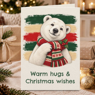 Schattige IJsbeer Warme Knuffels Kerstwensen Kaart
