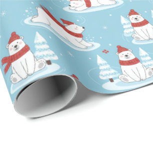 Schattige Ijsbeer Winter Wonderland Kerstmis Cadeaupapier