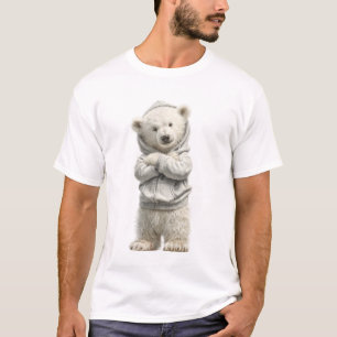 Schattige Ijsbeerwelp in Witte Hoodie T-shirt