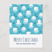 Schattige ijsberen in kerstmannenhoeden Kerstpatro Feestdagenkaart (Voorkant)