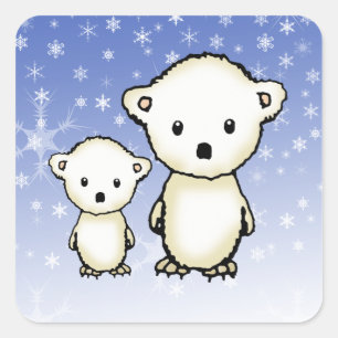 Schattige ijsberen in sneeuwstickers vierkante sticker