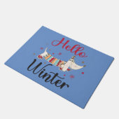 Schattige ijsdansende hond deurmat (Schuin)