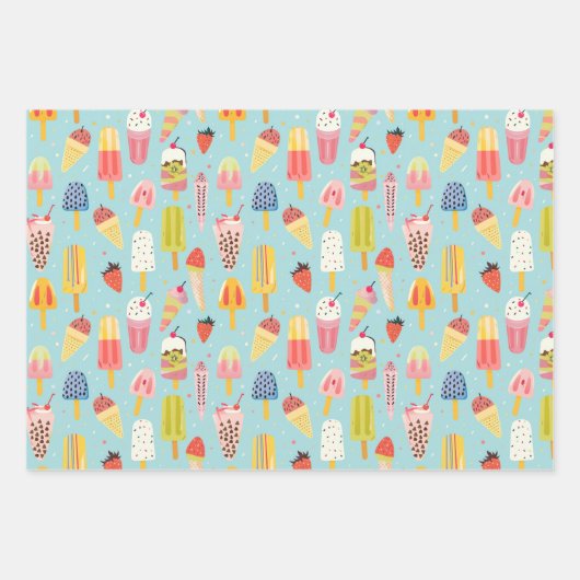 Schattige ijsfeestpatroon inpakpapier vel (Voorkant 2)