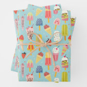 Schattige ijsfeestpatroon inpakpapier vel (In situ)