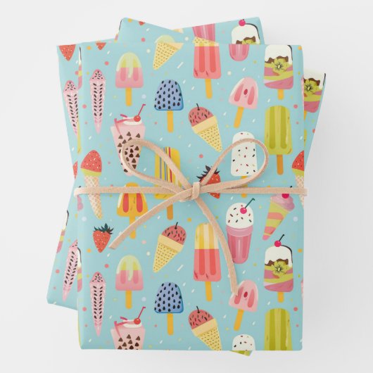 Schattige ijsfeestpatroon inpakpapier vel (In situ)