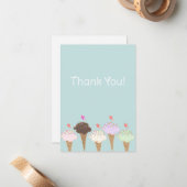 Schattige Ijsje Dank Je Notitiekaartje (Voorkant / Achterkant in situ)