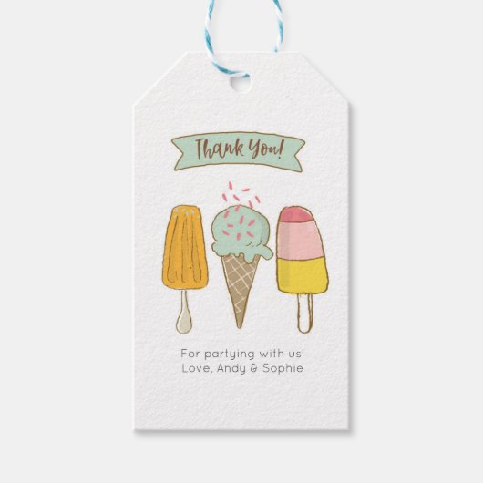 Schattige ijsje Dank u labels | Favoriete labels Cadeaulabel (Voorkant)