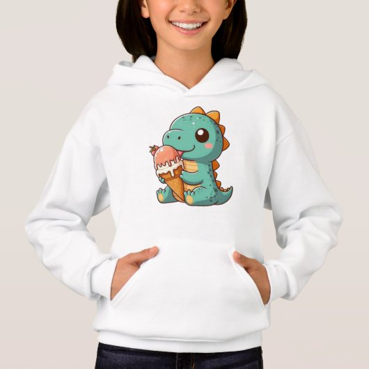Schattige ijsje eten dino (Voorkant)