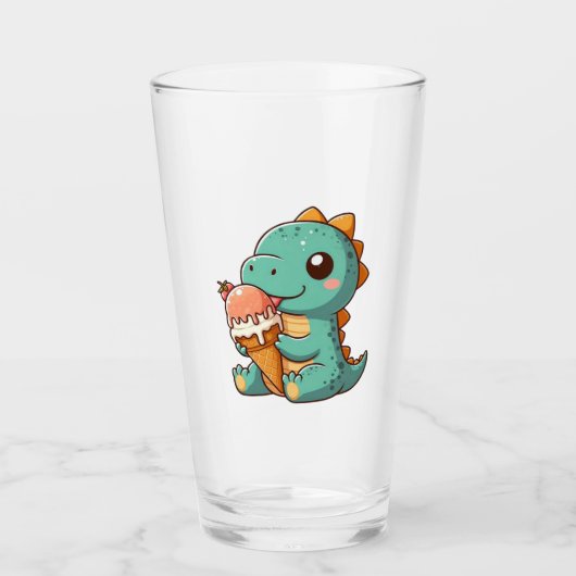 Schattige ijsje eten dino glas (Voorkant)