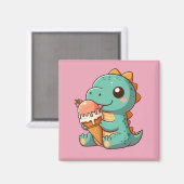 Schattige ijsje eten dino magneet (Voorkant / Achterkant)