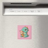 Schattige ijsje eten dino magneet (Insitu (Vaatwasser))