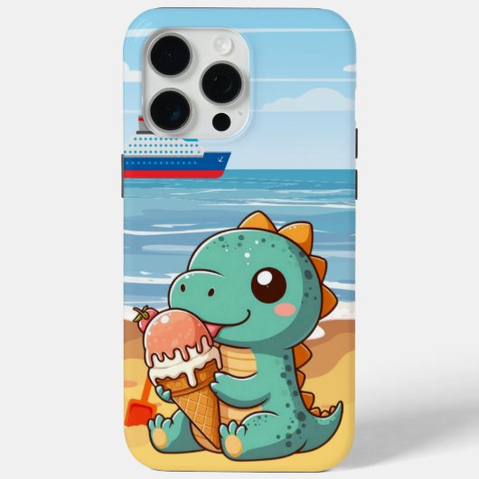 Schattige ijsje eten dino op het strand Case-Mate iPhone case (Achterkant)