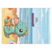 Schattige ijsje eten dino op het strand tafelkleed (Voorkant (Horizontaal))