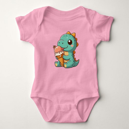 Schattige ijsje eten dino romper (Voorkant)