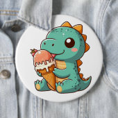 Schattige ijsje eten dino ronde button 6,0 cm (In situ)
