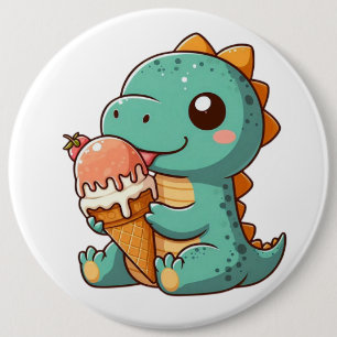 Schattige ijsje eten dino ronde button 6,0 cm