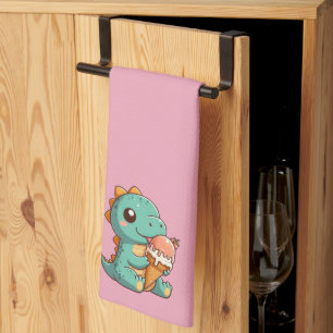 Schattige ijsje eten dino theedoek