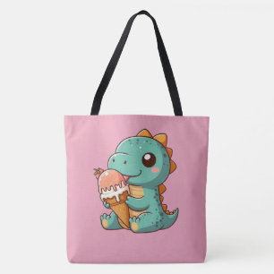 Schattige ijsje eten dino tote bag