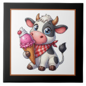 Schattige ijsje koe zwart achterkant tegeltje (Voorkant)