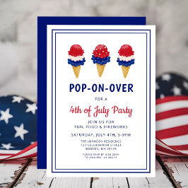 Schattige ijsje rood, wit en blauw 4 juli kaart